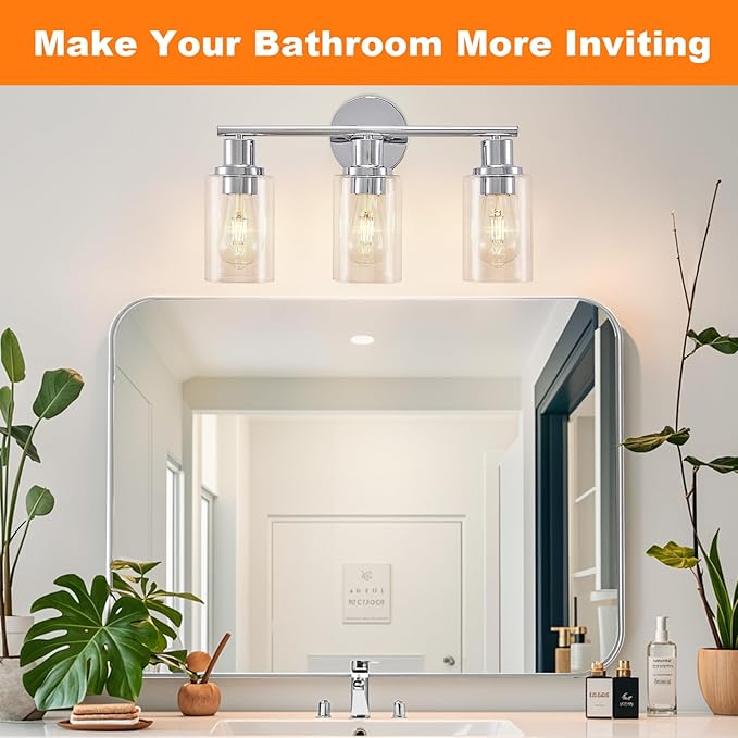 DLLT 3-Light Bathroom Light Fixtures: Chrome Modern Vanity Lights - Image 3