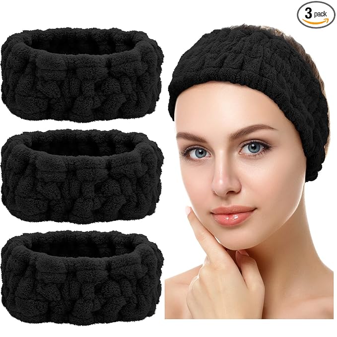 Chuangdi 3 Pieces Spa Headband for Women Facial Makeup Headband Soft Terry by Chuangdi