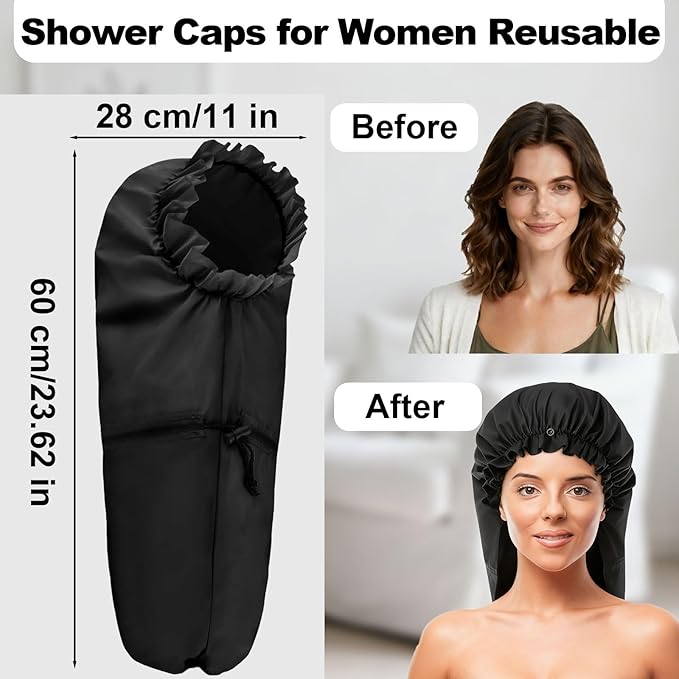 ELEBOX Extra Large Shower Cap for Braids/Curly Hair/Dreadlock | Reusable - Image 5