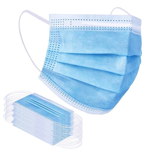 Borje Blue Disposable Face Mask 100 Pcs Blue Face Masks 3 Ply Protection Masks by Borje