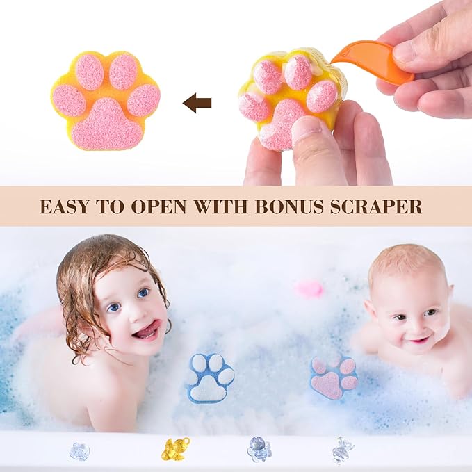 Paw Bath Bomb for Kids with Surprise Toys Inside, SPA Fizzy Bath Bomb Gift Set - Image 5