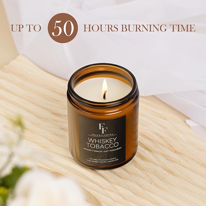 Whiskey Tobacco Scented Candle for Home Soy Wax Candle, Aromatherapy Candle Gift - Image 4