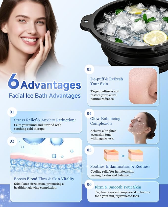 Face Bowl for Ice with Built-in Ice Tray – Collapsible Silicone Facial Ice Bath - Image 6
