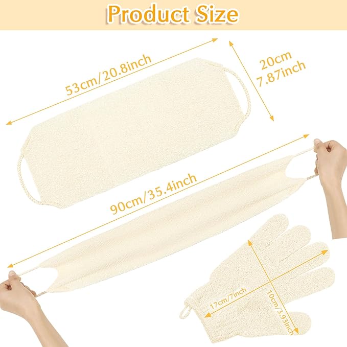 Anezus Exfoliating Back Scrubber Bath Gloves Set, Exfoliating Shower Towel - Image 6