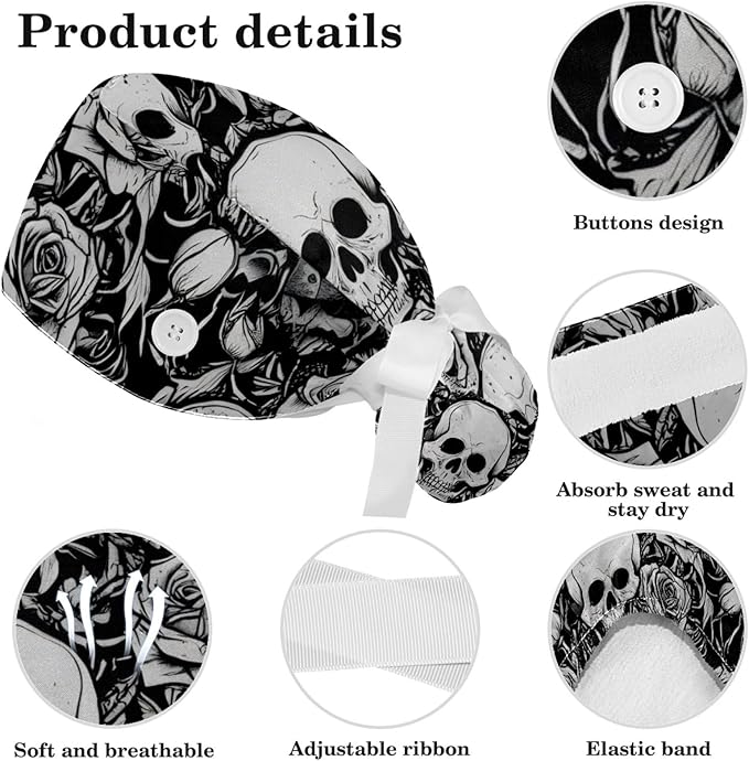Scrub Cap with Hair Scrunchy, Ponytail Holder Surgical Cap - Image 4