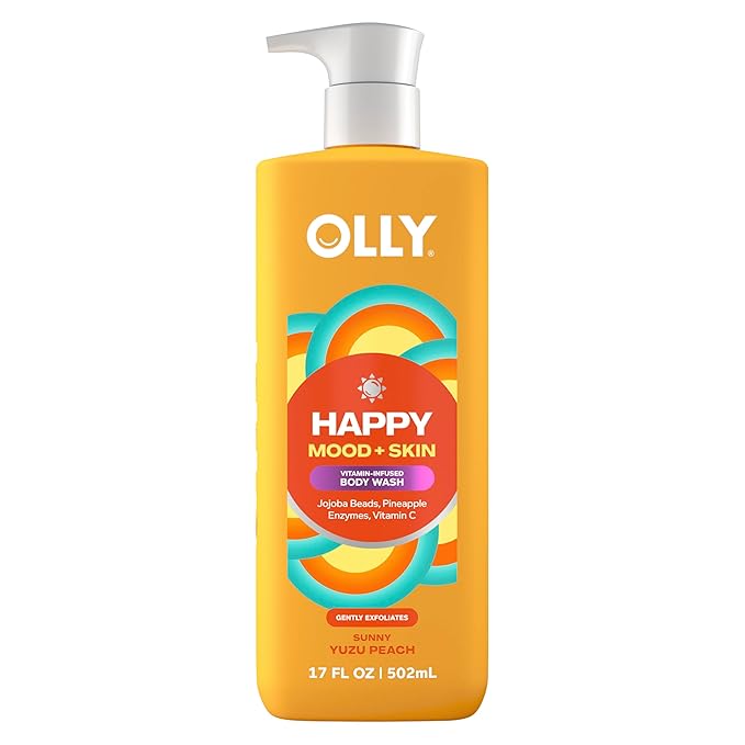 OLLY Exfoliating Body Wash Happy Mood + Skin jojoba beads, pineapple enzymes & by OLLY