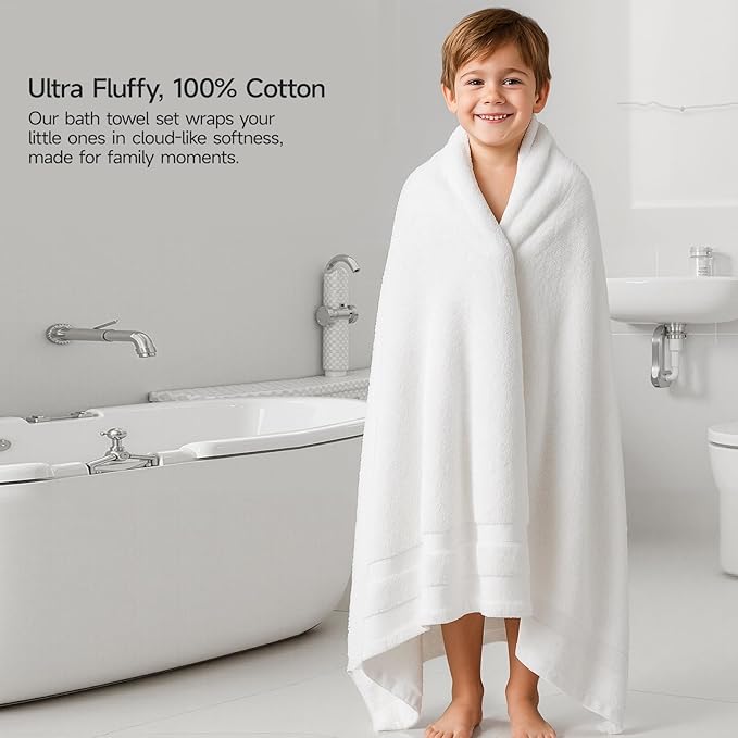 REDKISS 100% Cotton Bath Towels Set of 2, Extra Large Bath Sheets 35 X 70 Inches - Image 6