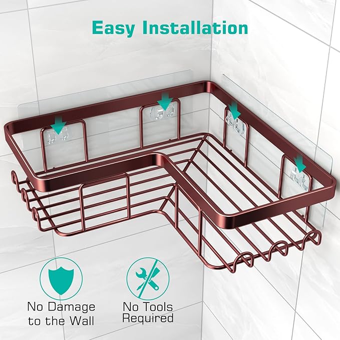 YASONIC Corner Shower Caddy, Rustproof Stainless Steel, No Drilling Wall - Image 5