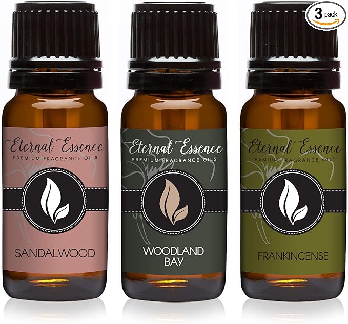 Trio - Sandalwood, Woodland Bay & Frankincense - Premium Fragrance Oil Trio - by EternalEssenceOils