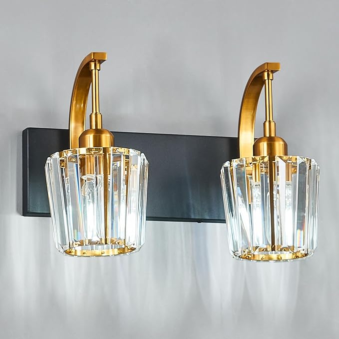 Modern Bathroom Vanity Light, 2-Light Black Gold Wall Sconce - Image 8