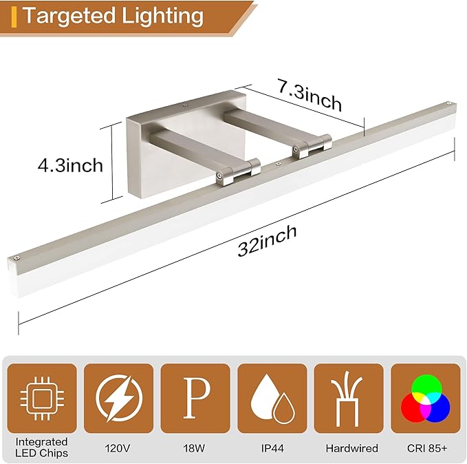 SOLFART Bathroom Lighting Fixtures Over Mirror: 32 Inch 5CCT Retractable LED - Image 4