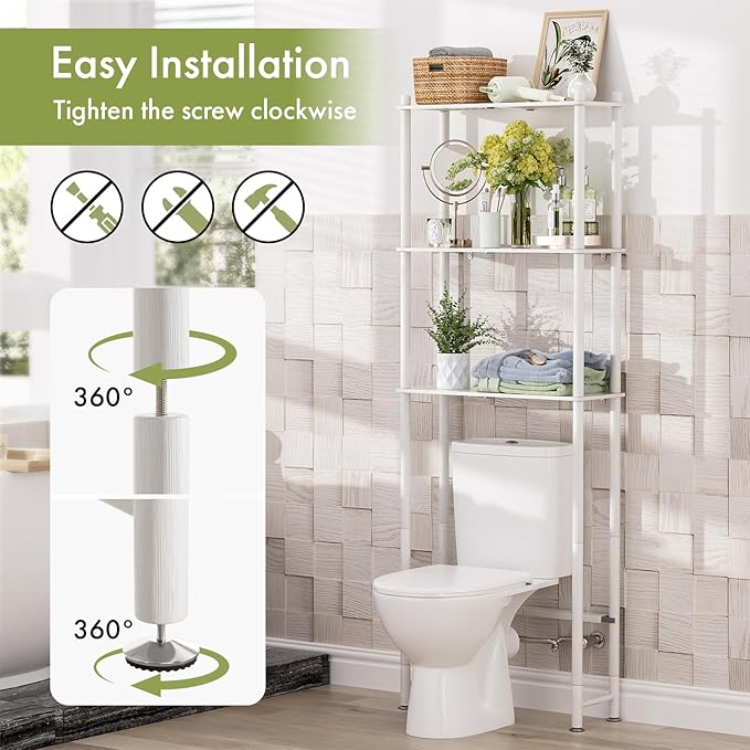 AmazerBath Over The Toilet Storage Bamboo, Bathroom Over Toilet Organizer Rack - Image 5
