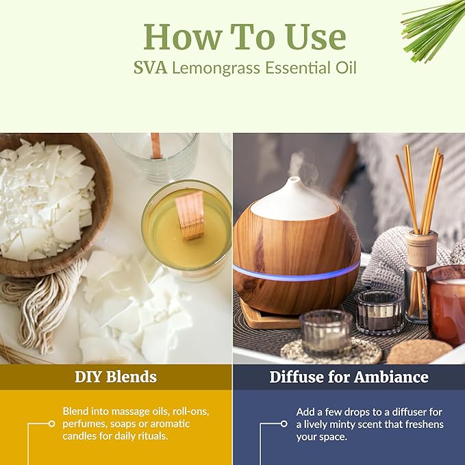 SVA Lemongrass Essential Oil – 4 Fl Oz – 100% Natural Lemongrass Oil - Image 6