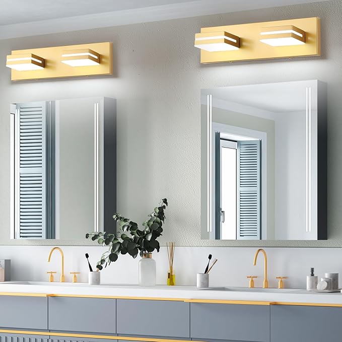 SineRise LED Modern Bathroom Vanity Light Fixtures, Matte Gold Modern Acrylic - Image 6