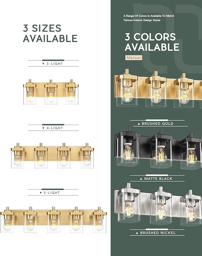 Bathroom Light Fixtures, 4-Light Modern Wall Sconces - Image 7