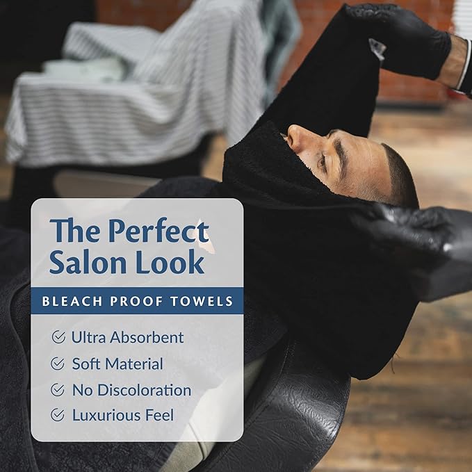 Black Bleach Proof Towels Set, 24 Pack 100% Cotton 16" X 27" Color Safe - Image 4