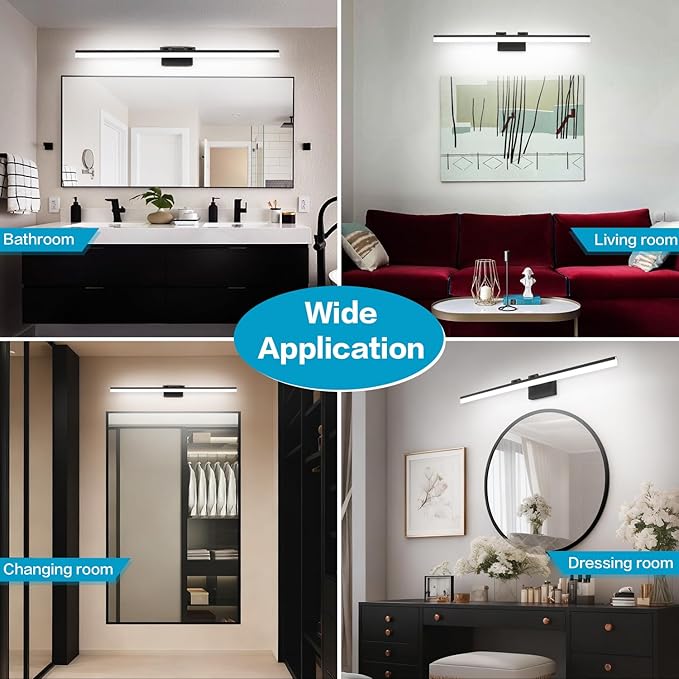 SOLFART Dimmable LED Black Vanity Lighting Fixture Wall Light Over Mirror - Image 7