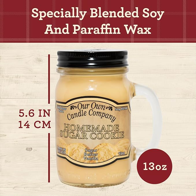 Our Own Candle Company Homemade Sugar Cookie Scented Mason Jar Candle, 100 Hour - Image 4