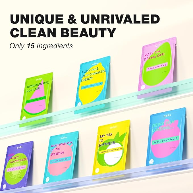 ZealSea Clean Beauty Face Masks Skincare, Minimalism 15 Ingredients Sheet Mask - Image 7