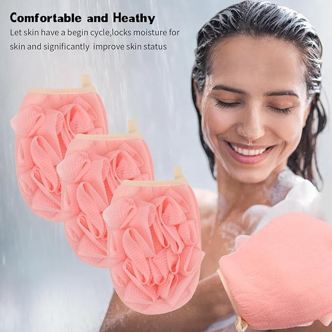 3 Pack Bath Loofah Body Sponge Brushes Loofah Exfoliating Glove Bath Shower - Image 4