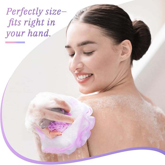 LAYUKI Bath Loofah, Shower Sponge, Body Scrubber, Rose-Shaped - Image 6