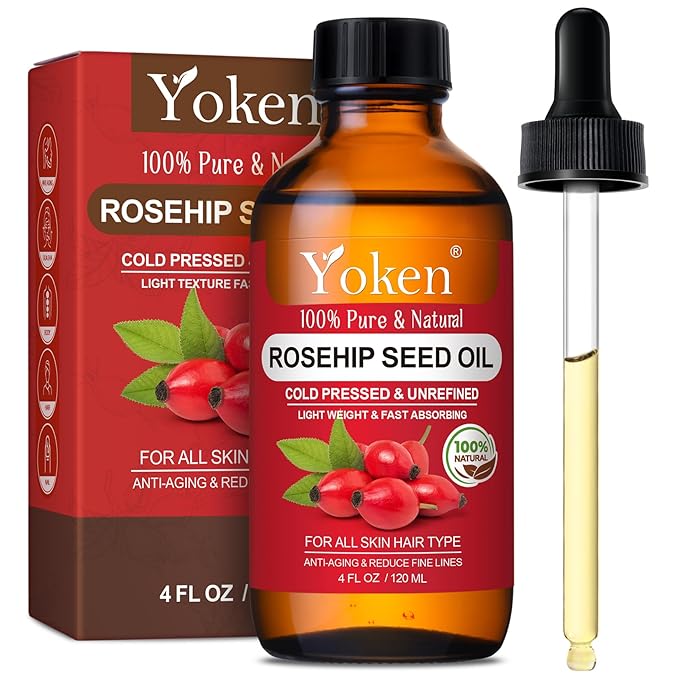 Yoken Rosehip Seed Oil for Face, 100% Pure and Natural Cold Pressed Unrefined by Yoken