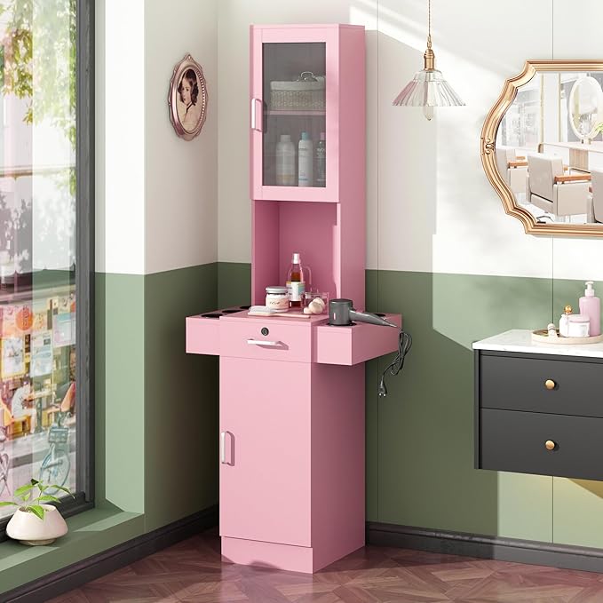 RESHABLE Salon Station for Hair Stylist, Hair Styling Storage Cabinet by RESHABLE