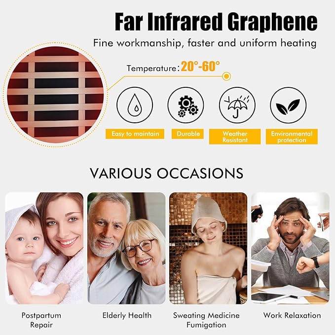 OUTEXER Outdoor Sauna Wooden Far Infrared Saunas Spa 1550W Low-EMF Dry Sauna - Image 5