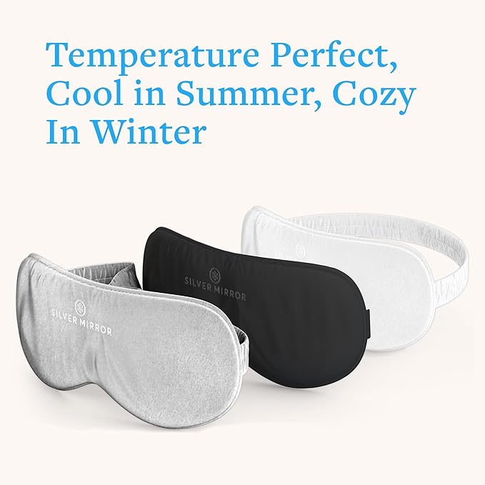 Sleep Mask in Silver, 100% Silk, Pure Mulberry Silk, Light Blocking Eye Mask - Image 6