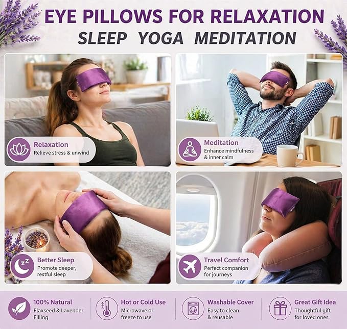 Lavender Eye Pillow for Relaxation, Weighted Eye Mask Heated for Headache - Image 6