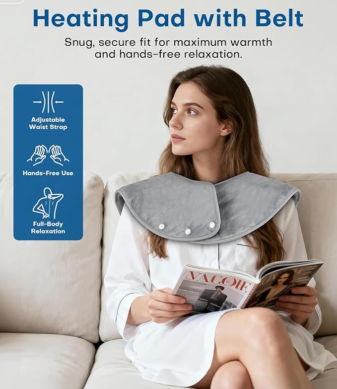 Heating Pad for Back Pain Relief, 22”x 37” Large Electric Heat Pad for Neck - Image 6