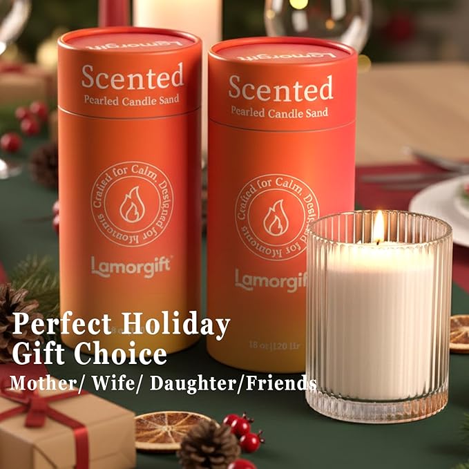 36oz Scented Candle Sand Wax, Sandalwood& Jasmine- 2 Tubes Scented Pearled - Image 5