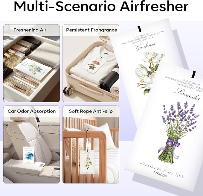 MYARO 12 Pack Assorted Floral Scented Sachets - Image 3