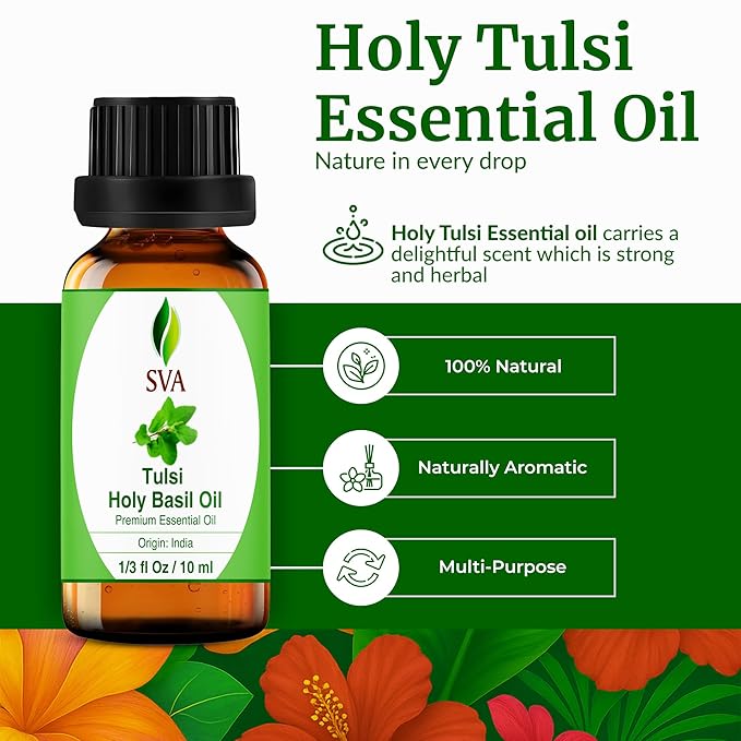 SVA Holy Tulsi Essential Oil – 1/3 Fl Oz – 100% Natural Tulsi Oil - Image 2