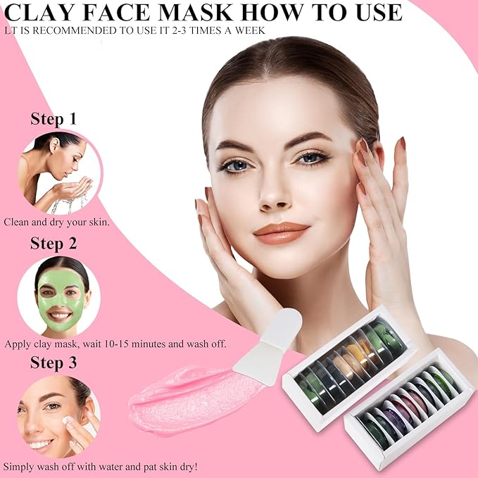 Clay Mask Set 20 Pods, Face Mask Skin Care, Dead Sea Mud, 24K Gold, Mud Mask - Image 6