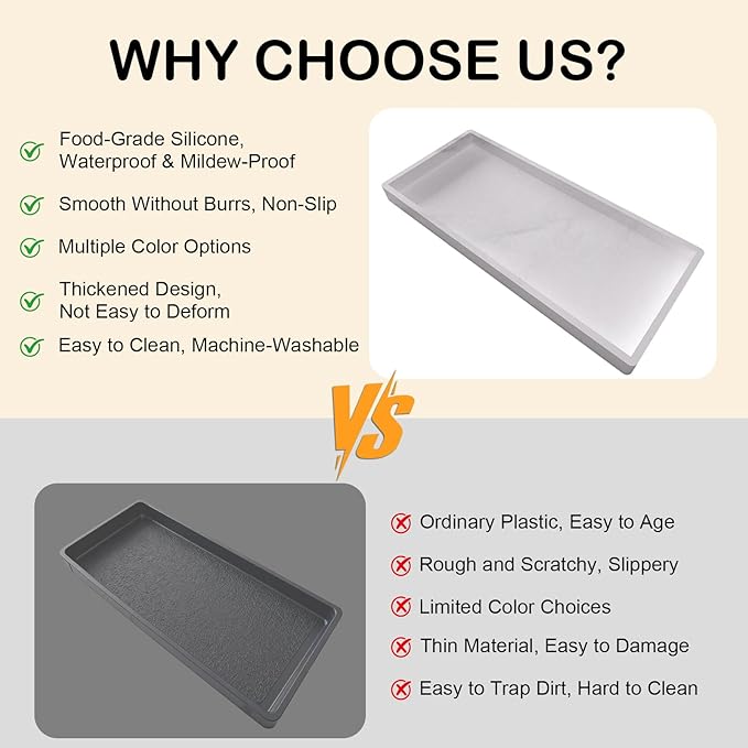 Silicone Bathroom Vanity Tray, 7.8 x 3.9 Inch Perfume Trays - Image 5