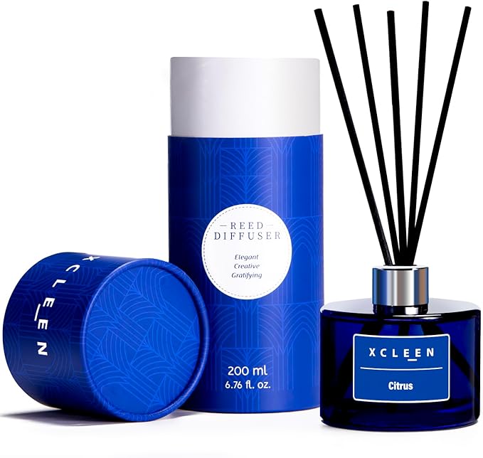 Xcleen Reed Diffusers for Bathroom, 6.7 oz Citrus Scented Oil Diffuser by Xcleen