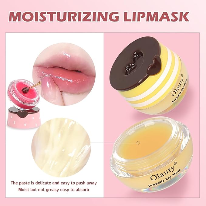 8 PCS Bee Lip Balm Honey Pot, Honey Lip Balm Bulk, Moisturising Sleep Lip Mask - Image 6
