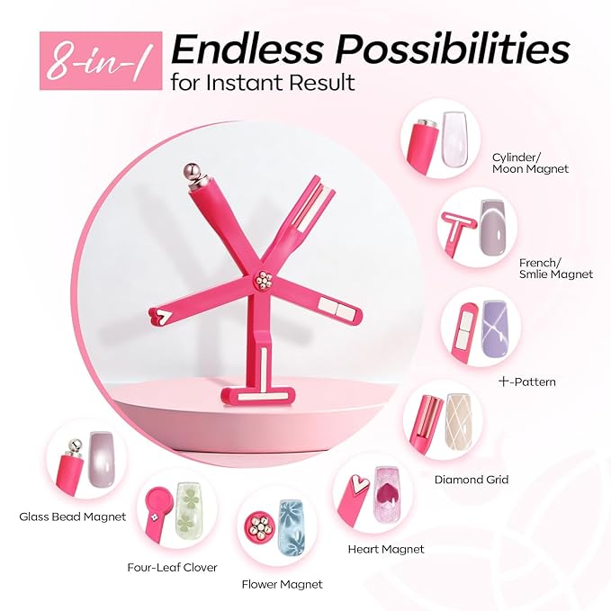 Modelones Cat Eye Gel Polish Nail Magnet, 8-in-1 Cat Eye Magnet Tool - Image 5