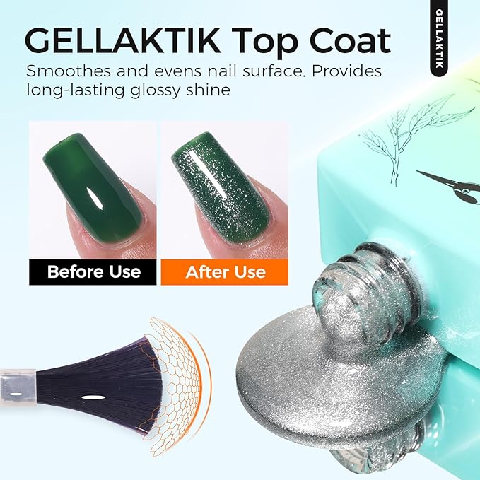 Glitter Gel Top Coat Set, 2 x 15ml Soak Off UV LED, Long Lasting Glitter Gel - Image 3