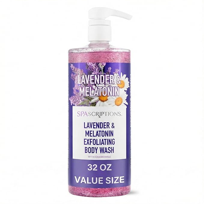 SpaScriptions Lavender & Melatonin Exfoliating Body Wash – 32 fl oz by Spascriptions