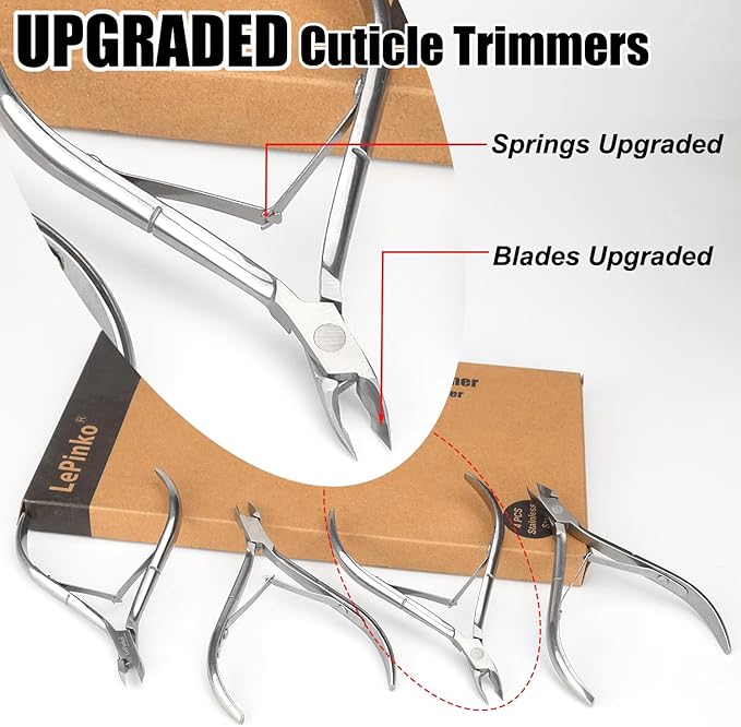LePinko 4 Packs Upgraded Cuticle Trimmer kit, Sharp Dead Skin Clipper, - Image 2