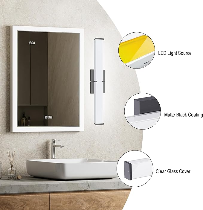 16 Inch LED Bathroom Lighting Fixtures Over Mirror, Modern Black Vanity Lights - Image 7