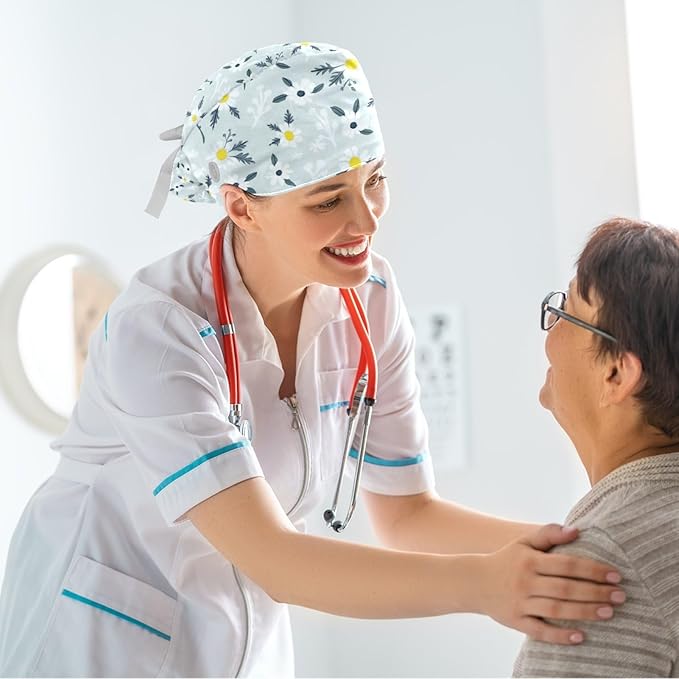 Scrub Caps Women Nursing Hats Floral Flowers - Image 6