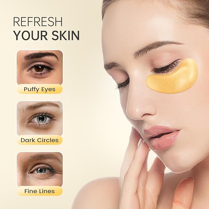 REDANHA 24 Pairs 24K Gold Under Eye Patches Face Masks Dark Circles Puffy Eye - Image 5