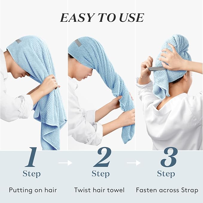 YFONG Large Hair Towel Wrap for Women, Super Absorbent Microfiber Hair Towel - Image 7