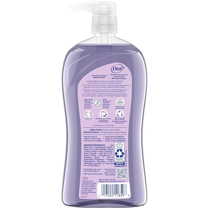 Dial Body Wash, Calm & Soothe Lavender & Jasmine Scent, 32 fl oz - Image 2