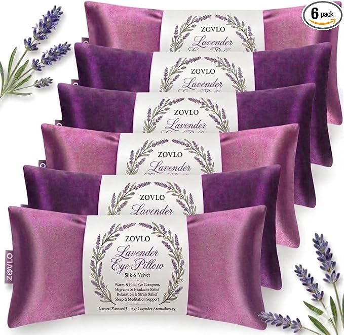 Lavender Eye Pillow for Relaxation, Weighted Eye Mask Heated for Headache by Unknown