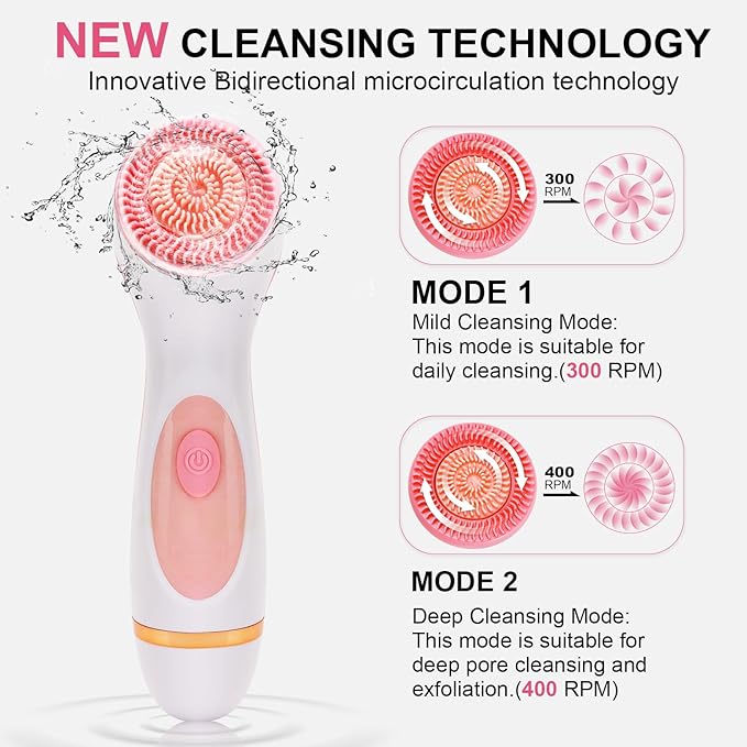 Facial Cleansing Brush, 3 in 1 Electric Face Scrubber - Image 3