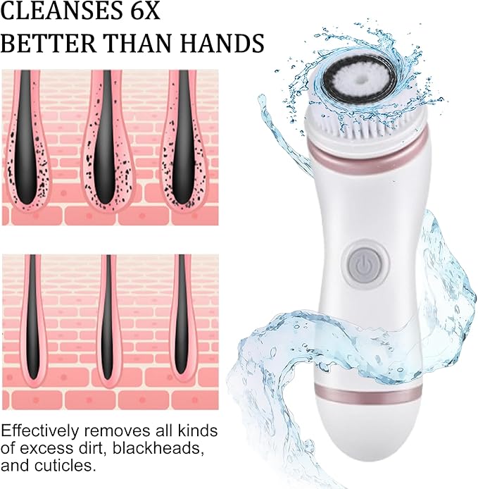 Facial Cleansing Brush, 4 in 1 Electric Face Scrubber - Image 4